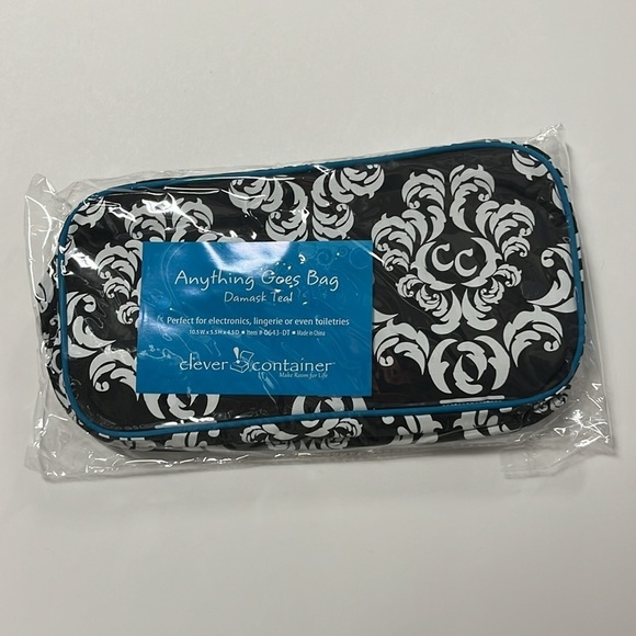 🆕 Travel Pouch for Makeup, Tech, Chargers and Much More Teal Black White - Picture 3 of 9